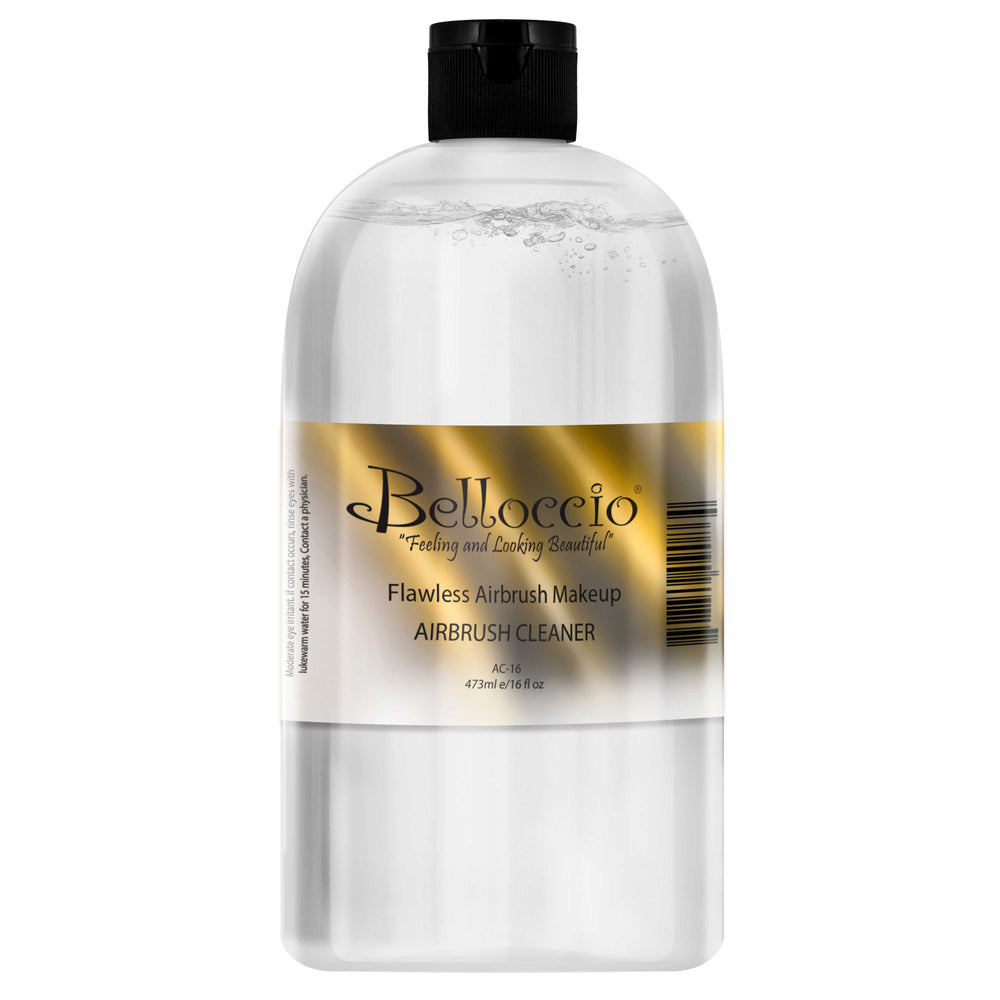 16 Ounce Bottle of Belloccio Makeup Airbrush Cleaner - Fast Acting Cleaning Solution, Quickly Cleans Flushes Out Airbrush Makeup Foundation, Brushes