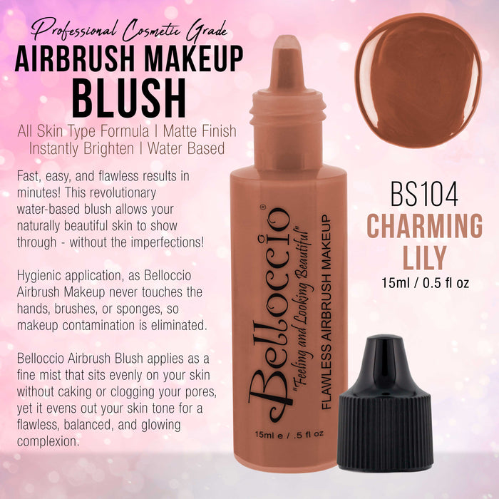 CHARMING LILY Color Shade Belloccio Professional Airbrush Makeup Blush, 1/2 oz.