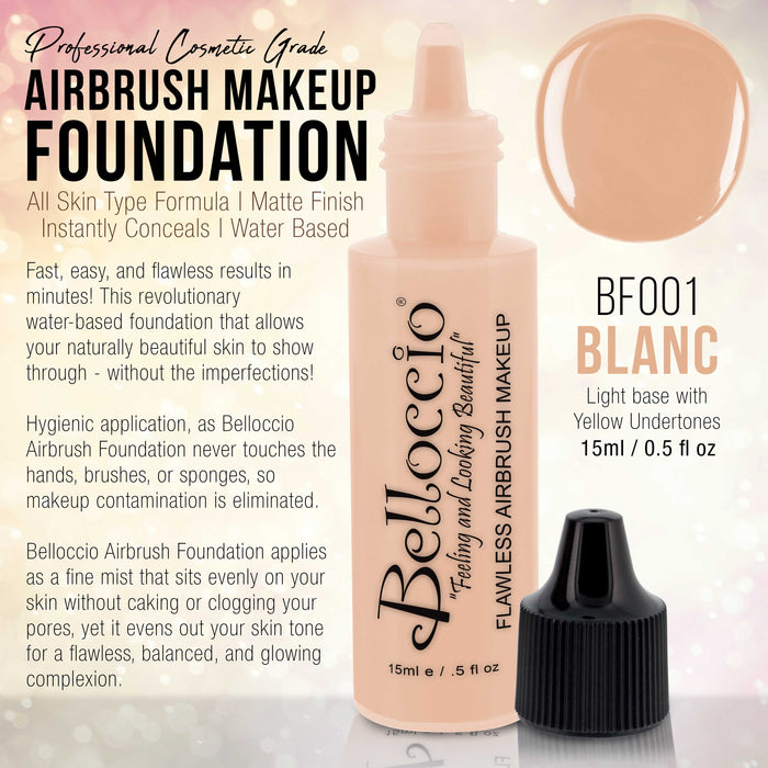 BLANC Color Shade Belloccio Professional Airbrush Makeup Foundation, 1/2 oz.