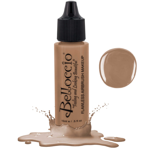 HONEY BEIGE Color Shade Belloccio Professional Airbrush Makeup Foundation, 1/2 oz.