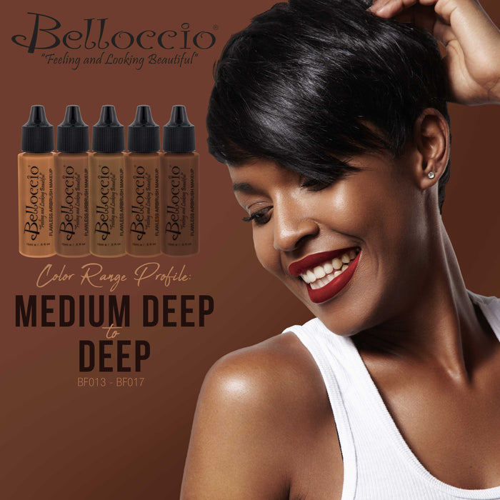 DEEP EBONY Color Shade Belloccio Professional Airbrush Makeup Foundation, 1/2 oz.