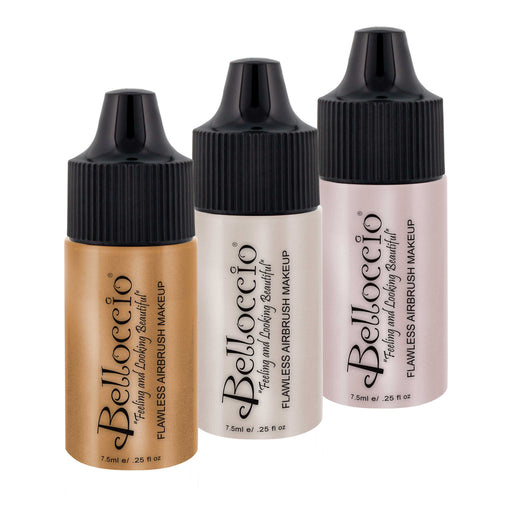 Shimmer Shade Set (Trio Set) of Belloccio's Professional Airbrush Makeup in 1/4 oz. Bottles (NEW FORMULA)
