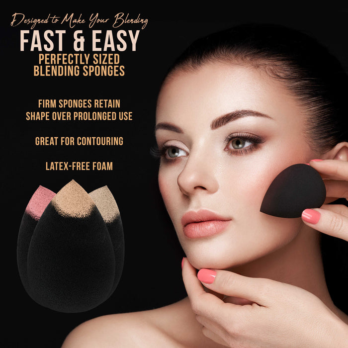 6 Belloccio Beauty Cosmetic Makeup Sponges - Egg Shaped Blender for Applying Foundations, Concealers, Blushes, Creams & Powders - Blend & Contour Face