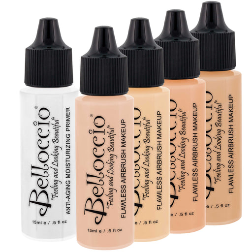 FAIR Color Shade Foundation Set of Belloccio's Professional Cosmetic Airbrush Makeup in 1/2 oz Bottles