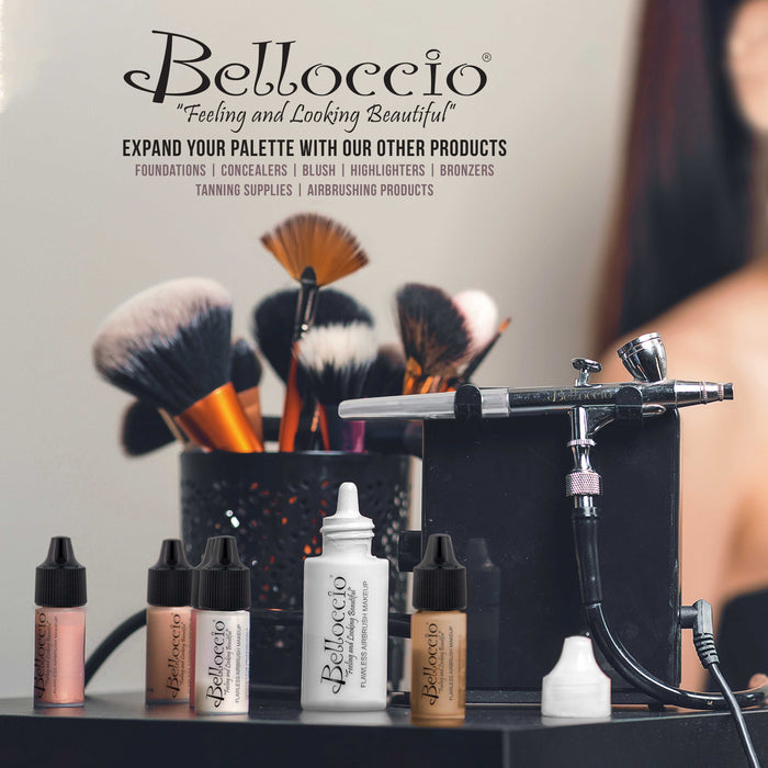 Belloccio Professional Beauty Deluxe Airbrush Cosmetic Makeup System with 5 Dark Shades of Foundation in 1/2 oz Bottles