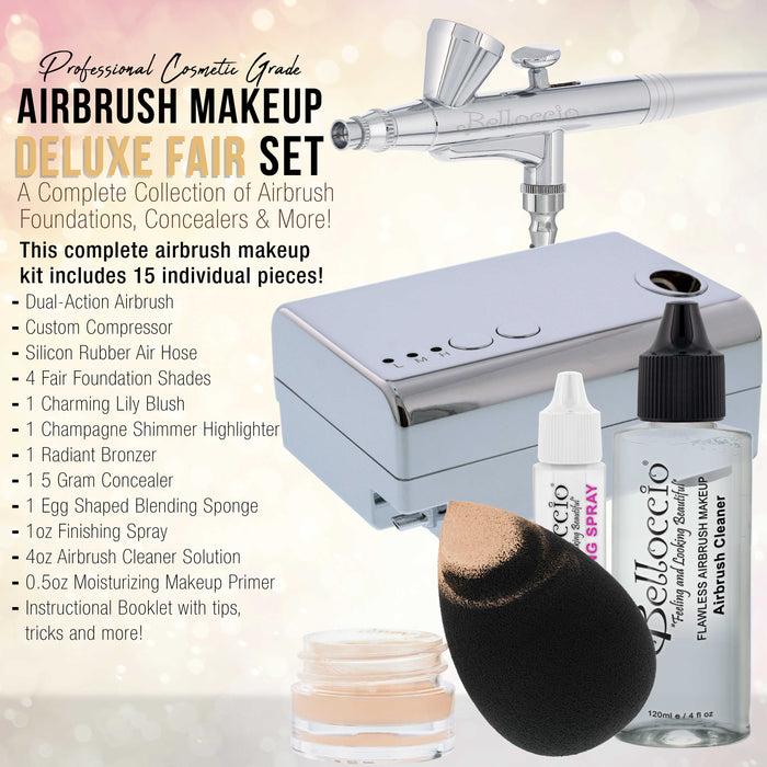 Fair Deluxe Airbrush Makeup Set Compressor, Hose, Found, Bag — Belloccio