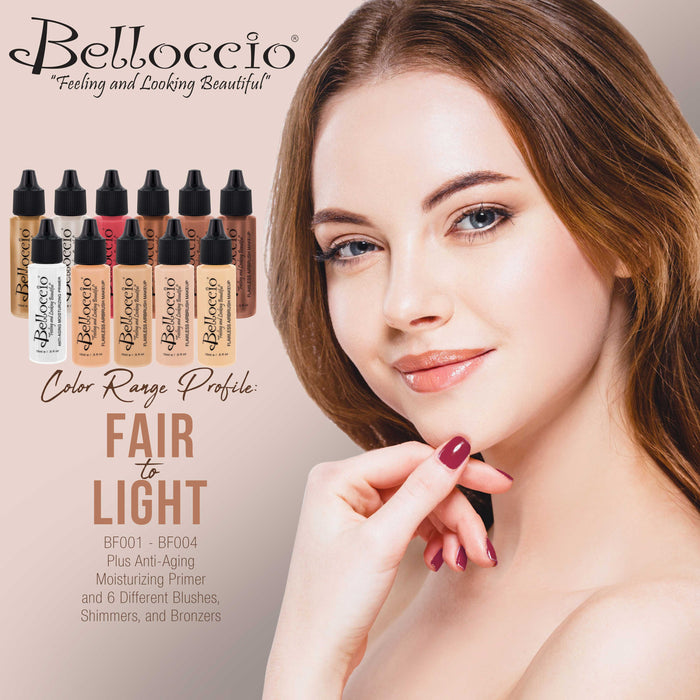 Belloccio Ultimate Airbrush Makeup & Spray Tanning System; Makeup & Tanning Airbrushes, Fair Shade Foundations, Blushes & Tanning Solution