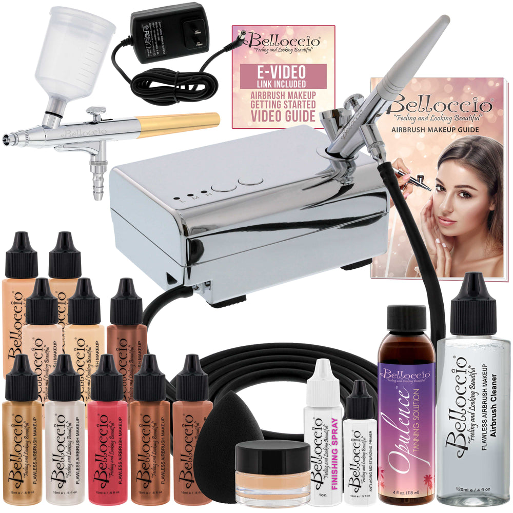 Belloccio Ultimate Airbrush Makeup & Spray Tanning System; Makeup & Tanning Airbrushes, Fair Shade Foundations, Blushes & Tanning Solution