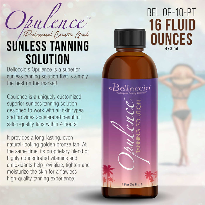 1 Pint of "Opulence" by Belloccio; Ultra Premium Sunless DHA Tanning Solution