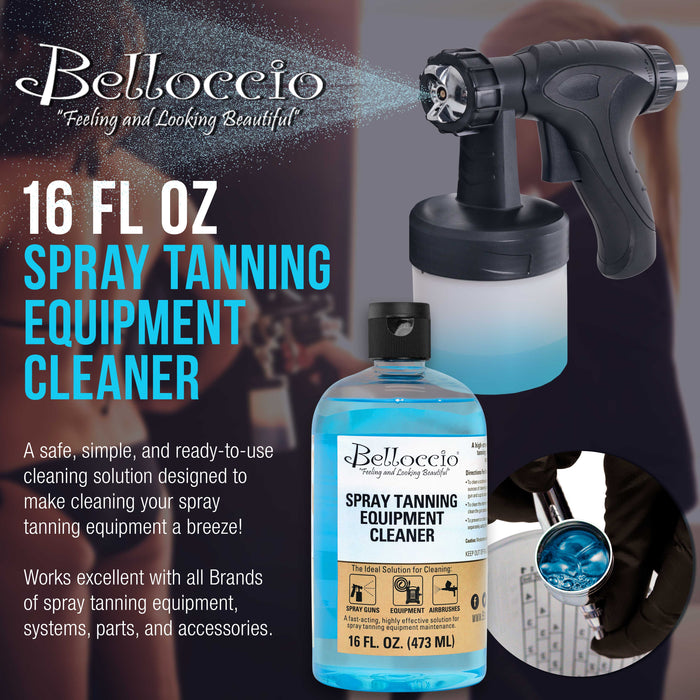 Belloccio Spray Tanning Equipment Cleaner, 16 oz, Cleaning Solution, Clean All Airbrush Spray Tanning Application Guns, Airbrushes, System Maintenace