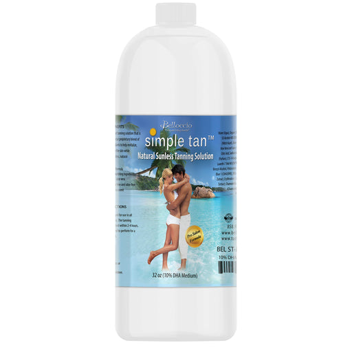 1 Quart of Belloccio Simple Tan Professional Salon Sunless Tanning Solution with 10% DHA and Medium Bronzer Color Guide