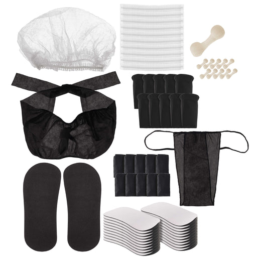 Sunless Spray Tanning Accessories Kit: Tanning Feet Pads, Hair Net Caps, Bras, Panties, Nose Filter Plugs - Hygenic Disposable Coverings