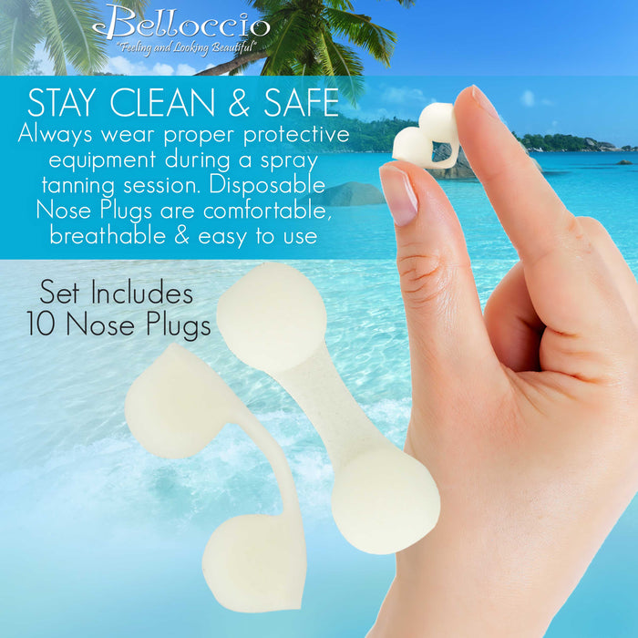 Belloccio 10 Disposable Nose Filter Plugs: Breathable Dust Plug, Sunless Spray Tanning, Salon, Spa