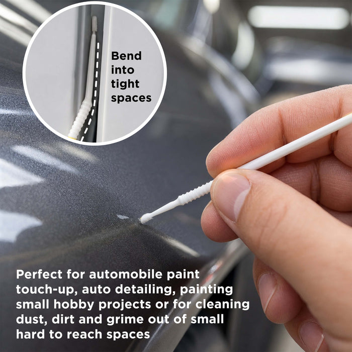 TCP Global Paint Touch Up Micro Brushes, 100 Superfine 1.0 mm Tip Size White Brush Applicators - Auto Body Shop, Auto Car Detailing, Hobby